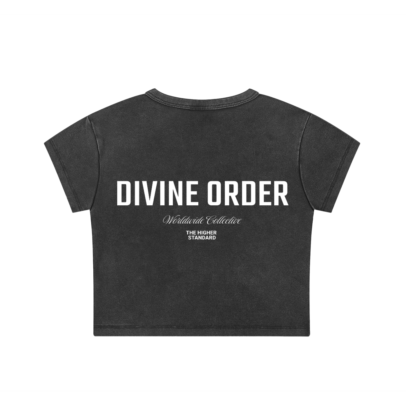 Divine Order “Worldwide Collective” Crop Tee – Washed Black