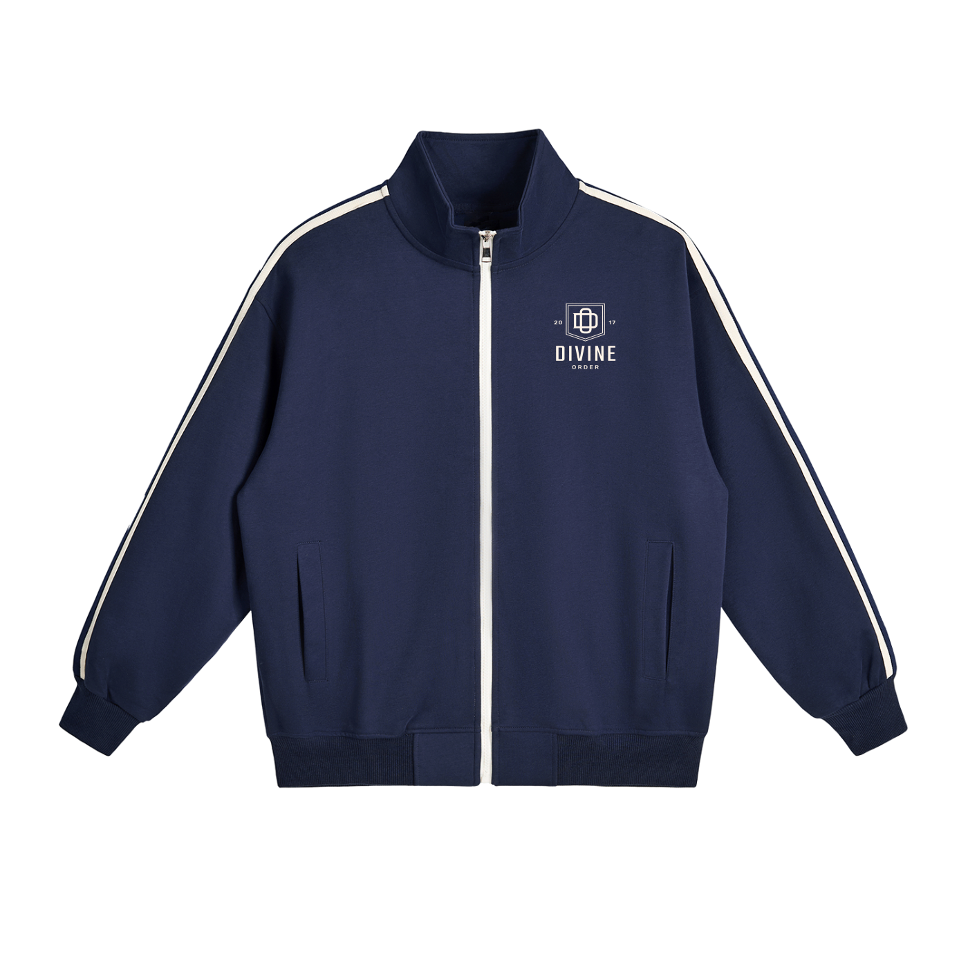 Divine Order Contrast Side-Stripe Stand Collar Jacket