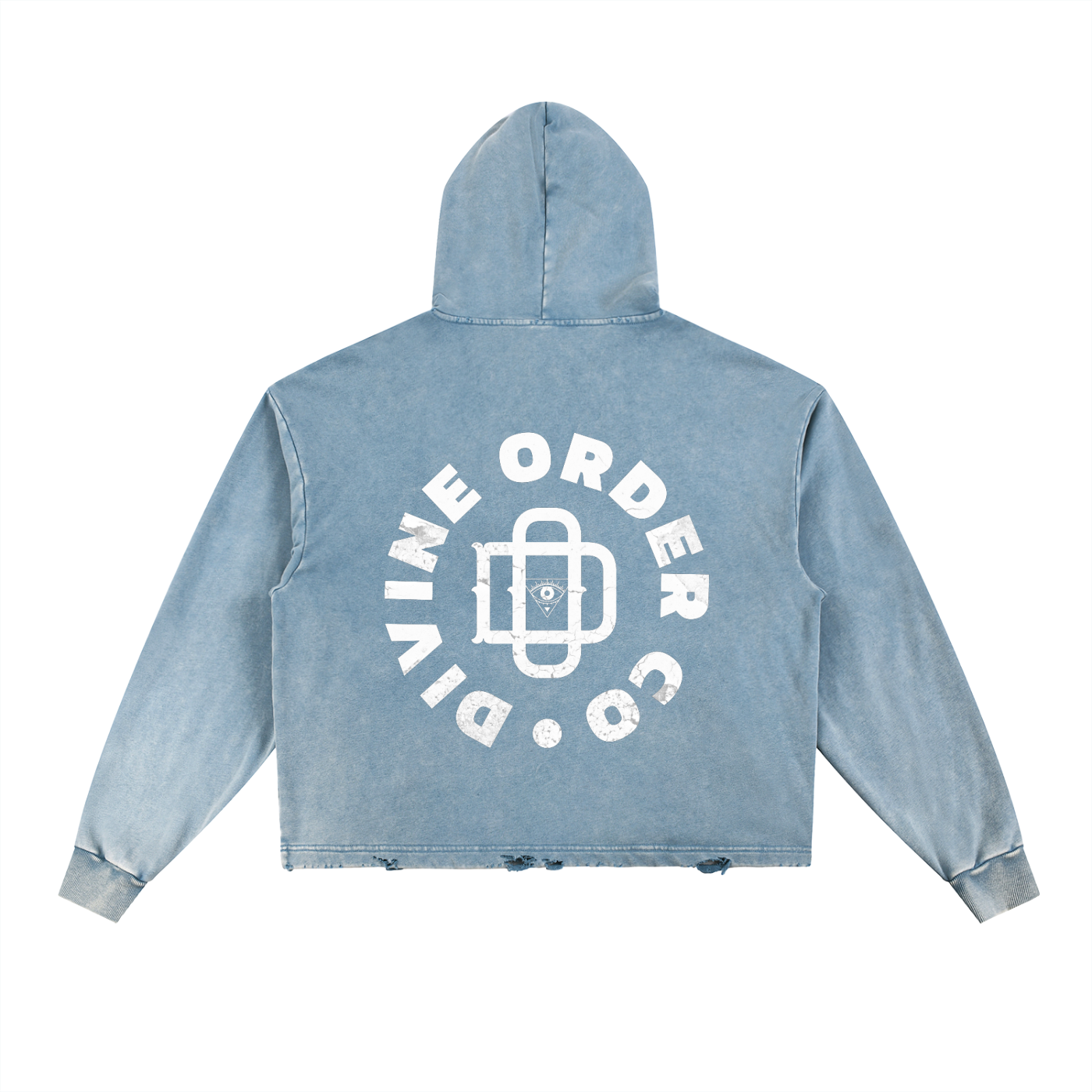 Divine Order Vintage Washed Blue Hoodie