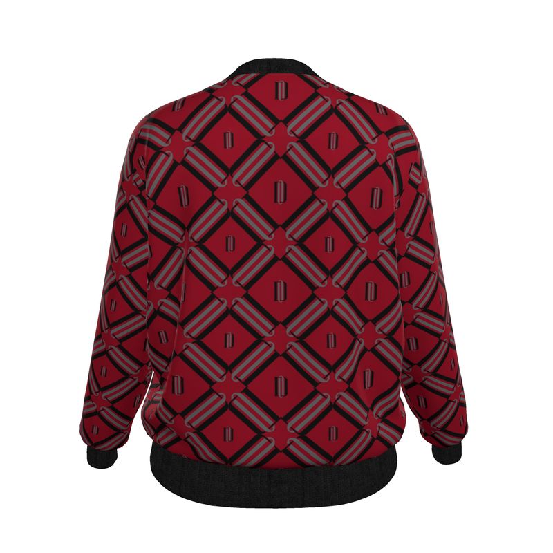 Divine Order™ × Steph G Women’s Bomber Jacket – Red Monogram Edition
