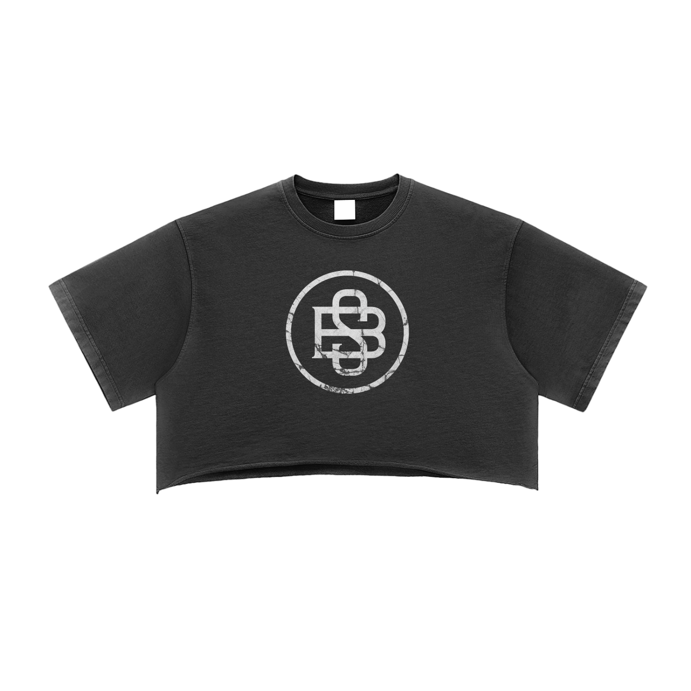 Stiff Barbiee × Divine Order™ — Snow Washed Raw Edge Crop Top