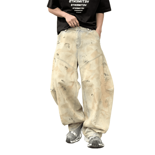 Divine Order Curved Blade Wide-Leg Jeans – Ochre Wash