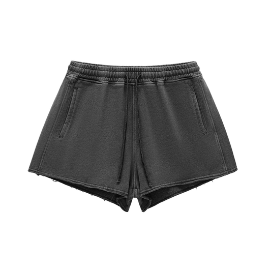 Steph G × Divine Order™ — Snow Washed Raw Edge Shorts