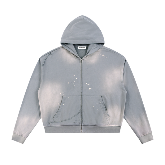 Divine Order™ Washed Raw Edge Oversized Zip Hoodie