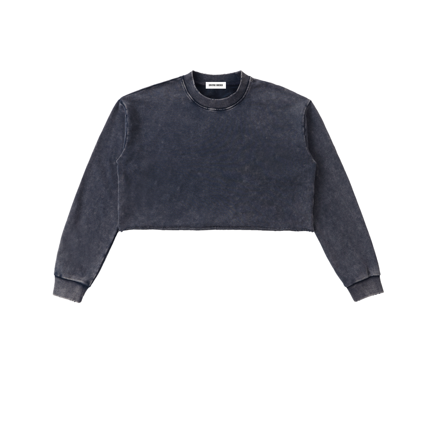 Steph G × Divine Order™ Snow Washed Raw Edge Cropped Sweatshirt