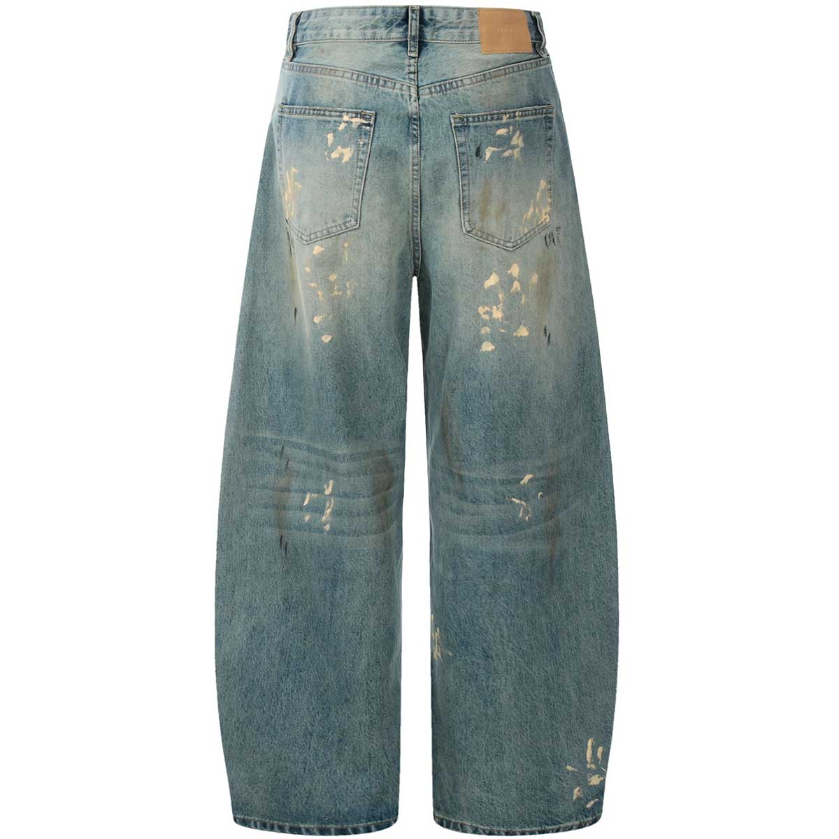 Divine Order Hand-Painted Loose Streetwear Jeans – Indigo Blue
