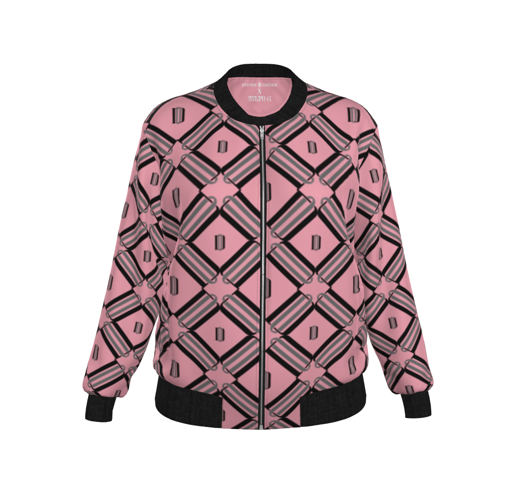 Divine Order™ × Steph G Women’s Bomber Jacket – Red Monogram Edition