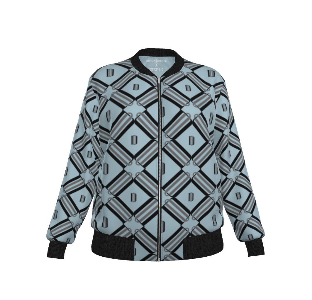 Divine Order™ × Steph G Women’s Bomber Jacket – Red Monogram Edition