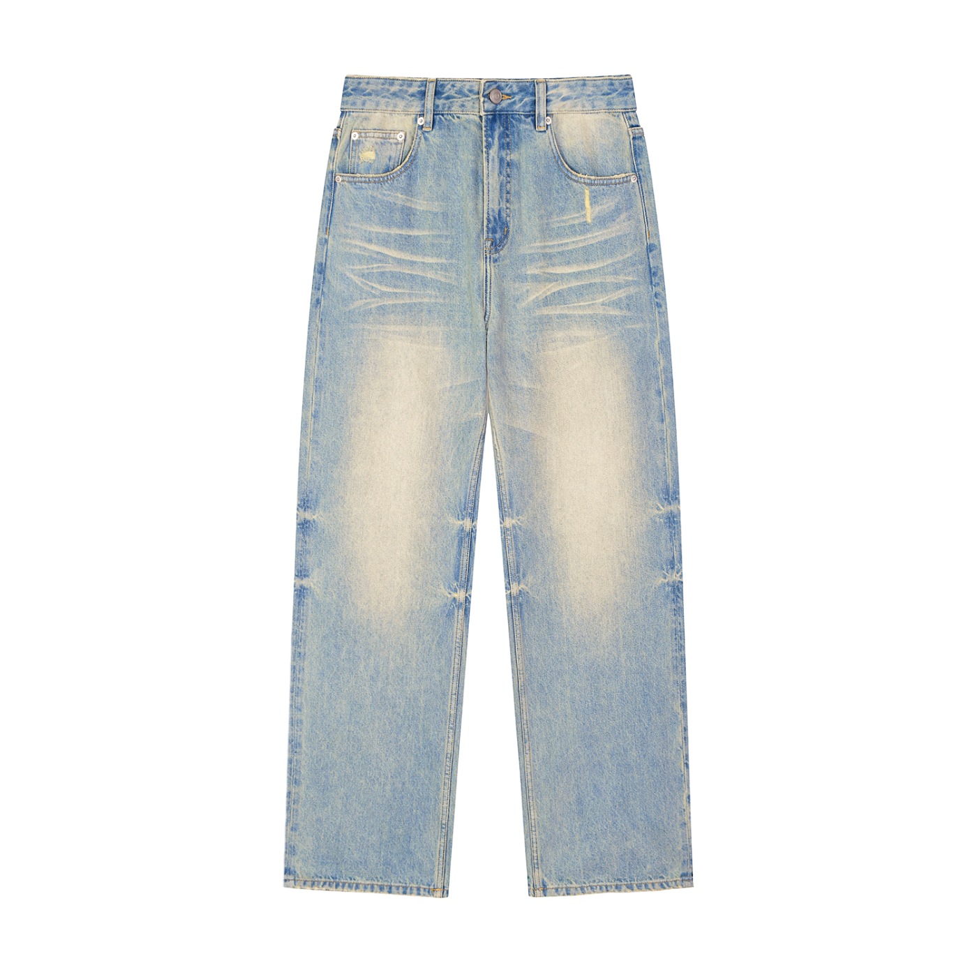 Divine Order™ Sun-Fade Raw Hem Wide-Leg Denim