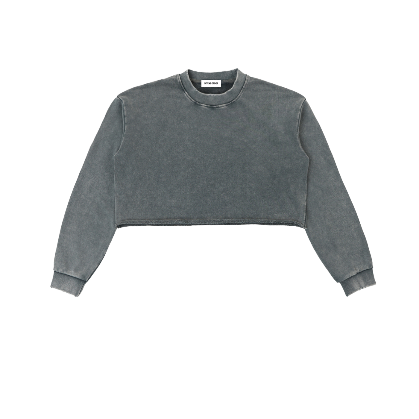 Steph G × Divine Order™ Snow Washed Raw Edge Cropped Sweatshirt