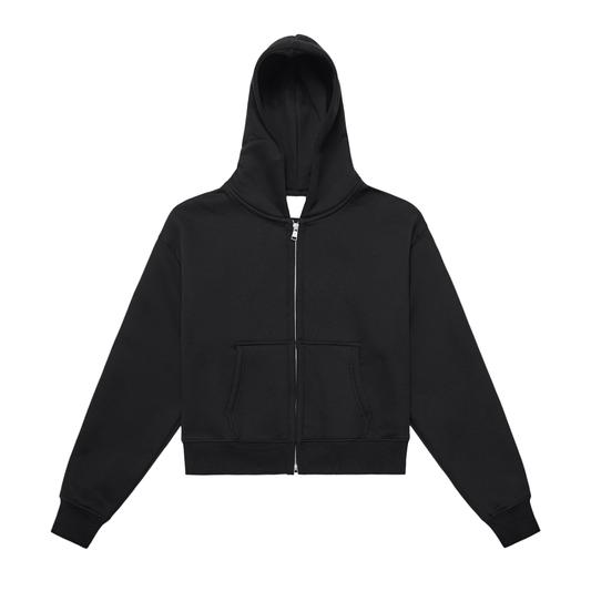 Stiff Barbiee × Divine Order™ — Fleeced Zip-Up Cropped Hoodie