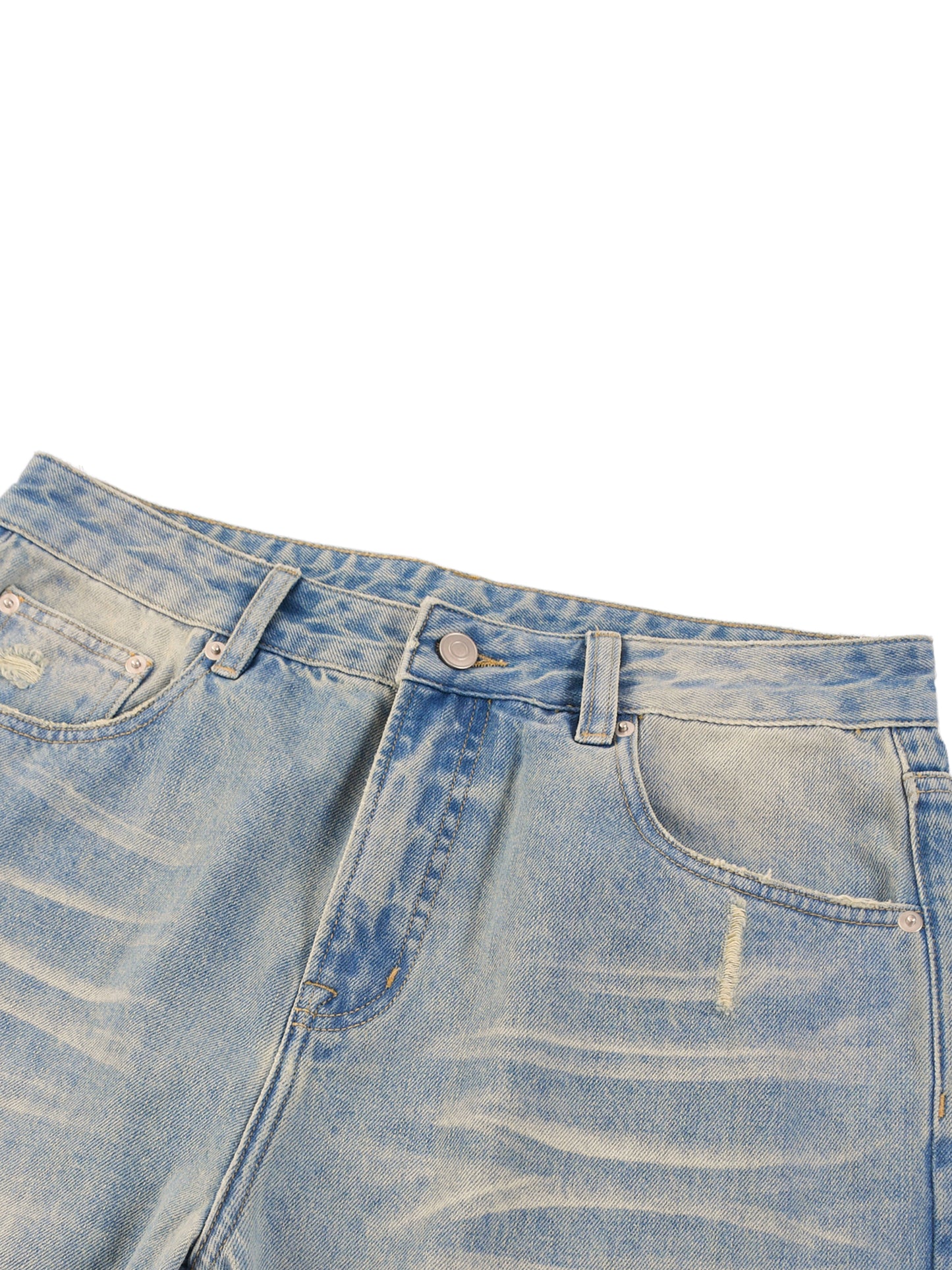 Divine Order™ Sun-Fade Raw Hem Wide-Leg Denim