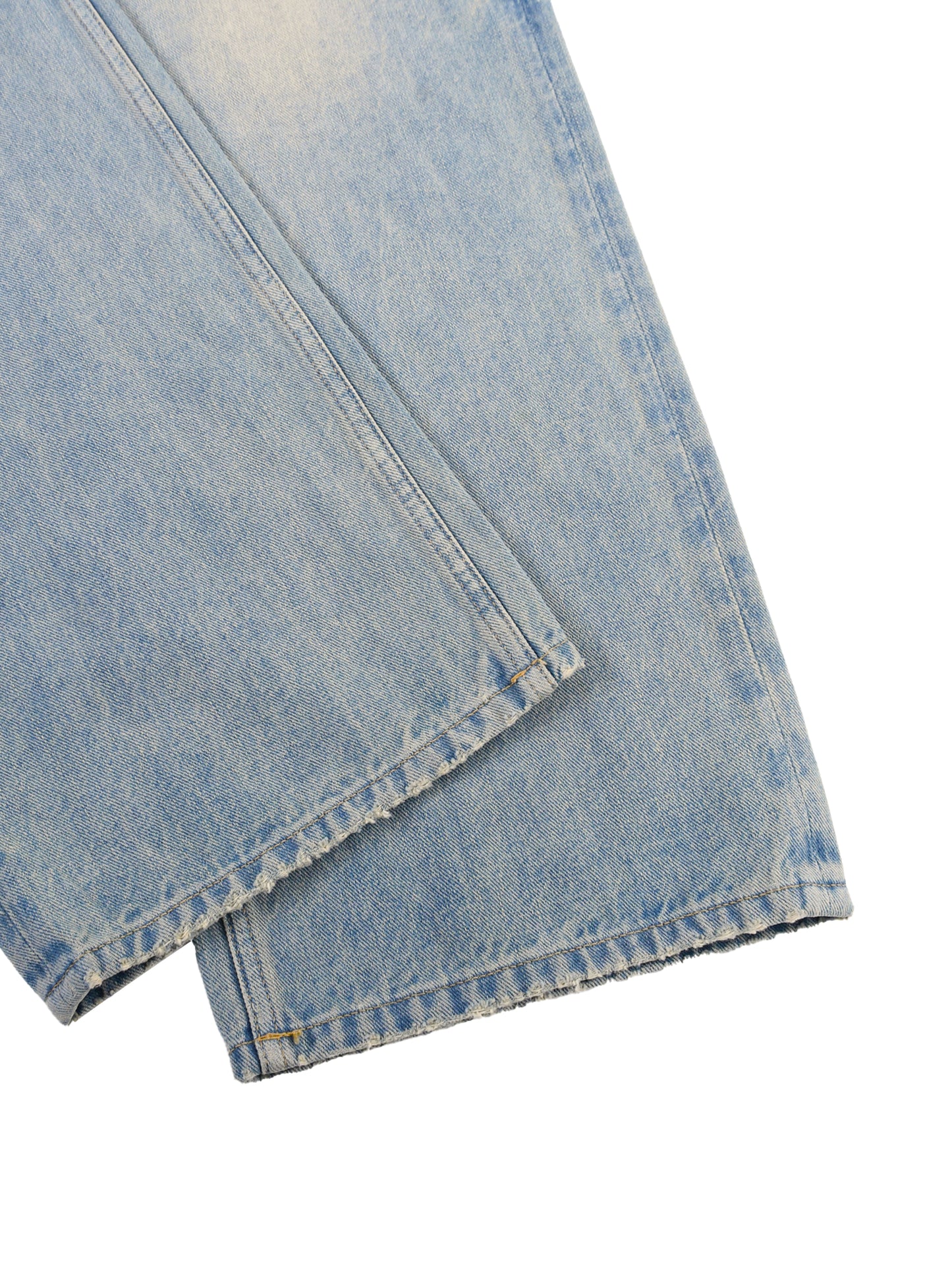 Divine Order™ Sun-Fade Raw Hem Wide-Leg Denim